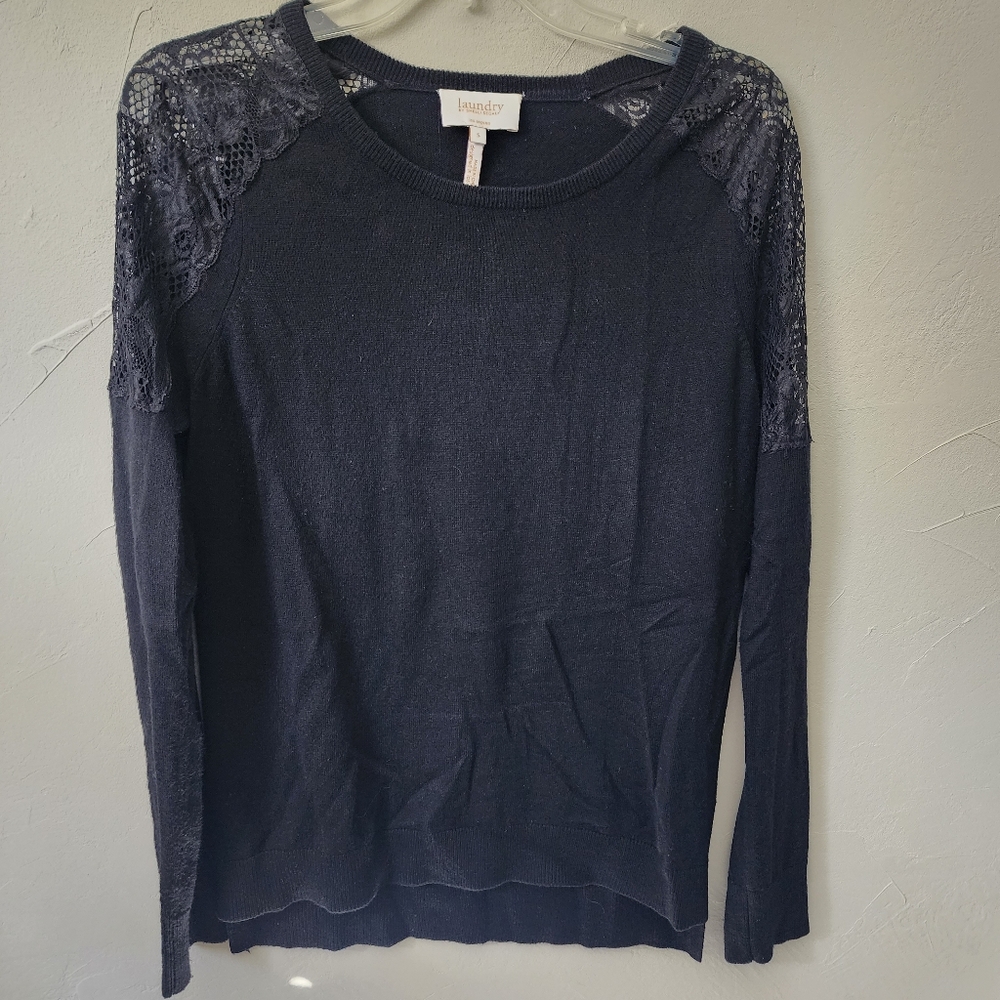 Lace Shoulder Black Top